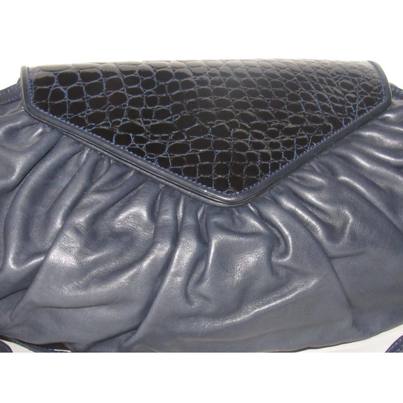 Fendi Crocodile Leather/Leather Two-way Black Patent/Navy Leather Shoulder Bag - Picture 5 of 5